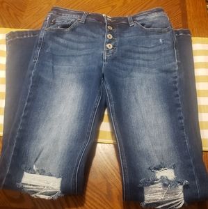 Kancan flare button fly jeans.